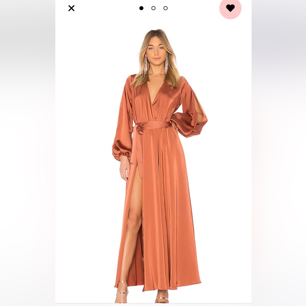 Michael Costello Terracotta Long Sleeve Gown